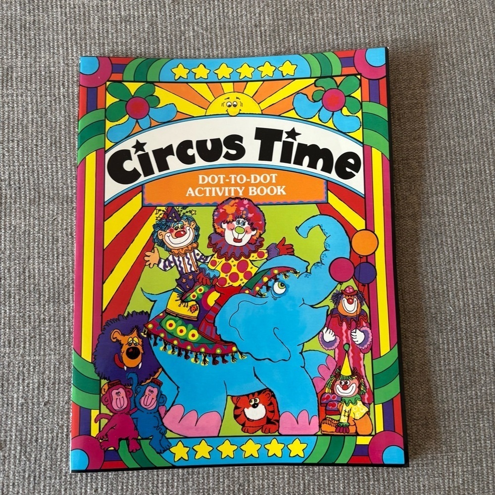 Vintage 1984 Ephemera Clowns Circus Time Dot to Dot Activity Book
